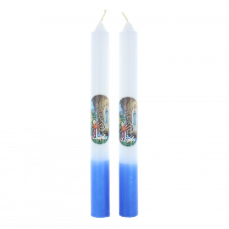 Partita di 2 candele Apparizione di Lourdes 19 cm