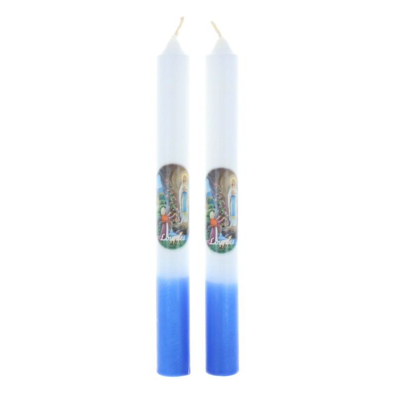 Lot de 2 bougies Apparition de Lourdes 19 cm