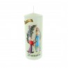 Lourdes Apparition and rose bush round religious candle 15 cm