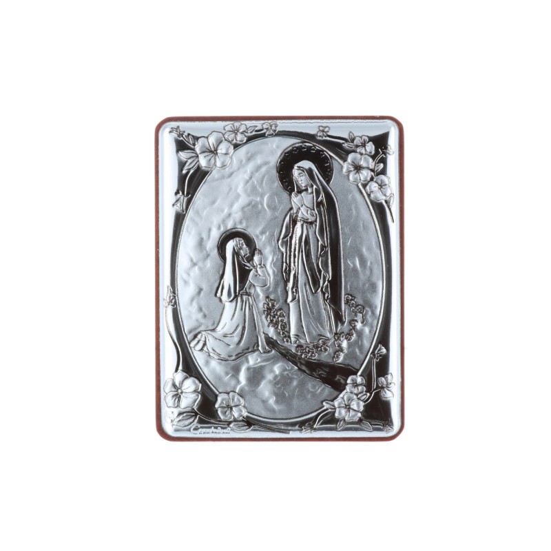 Cadre religieux de Lourdes argenté 5 x 6,5 cm