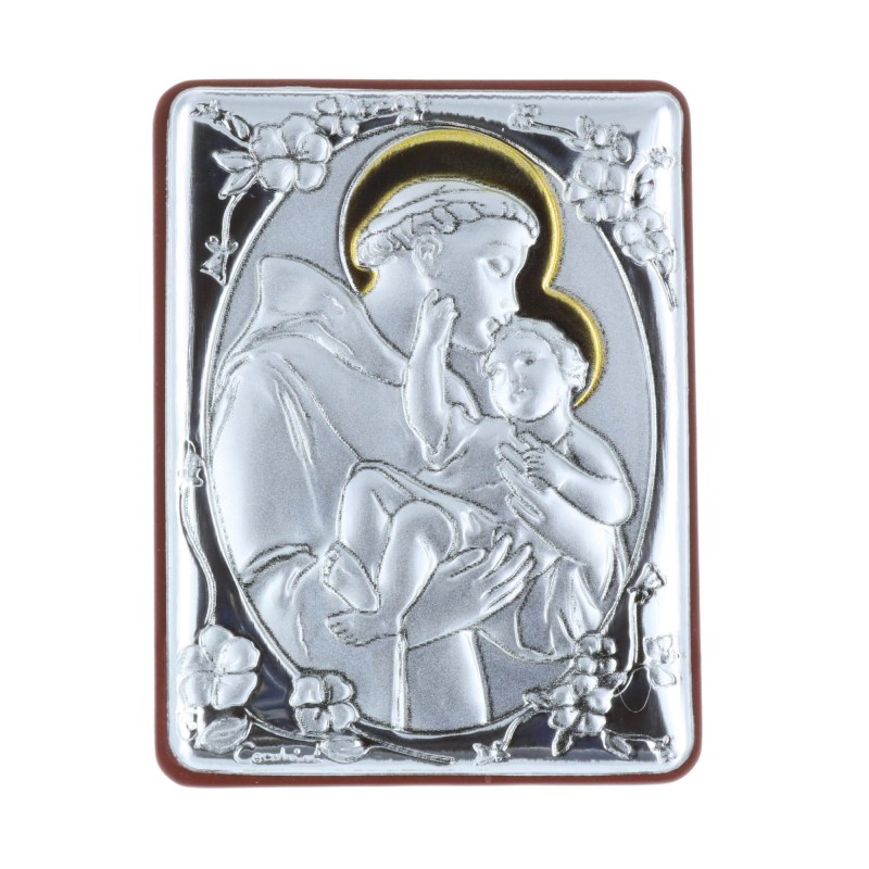Cadre religieux Saint Antoine argenté 5 x 7 cm