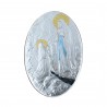Quadro religioso ovale colorato Apparizione di Lourdes dorata 16,5 x 24 cm