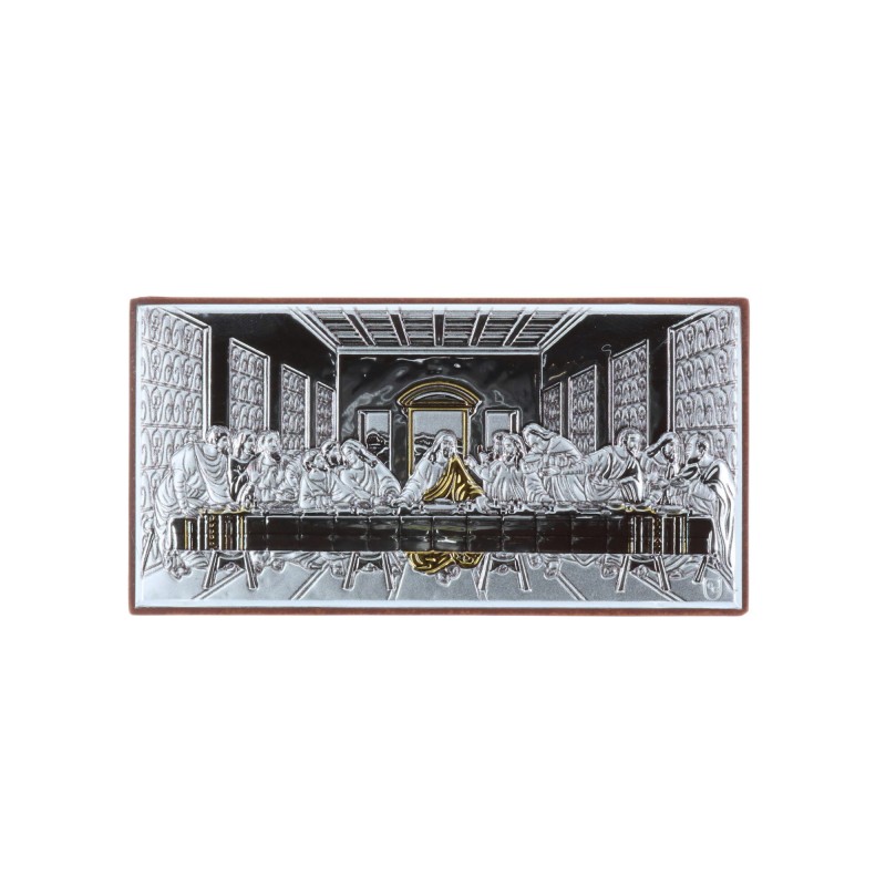 Chevalet religieux Cène argenté et doré 5 x 9 cm