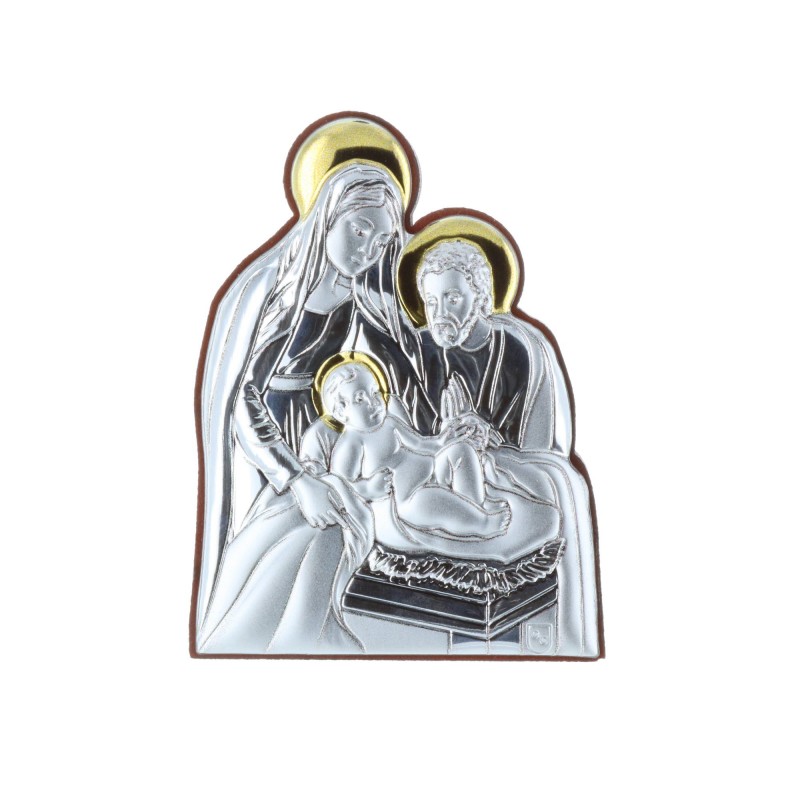 Chevalet religieux Nativité argenté et doré 5 x 7 cm