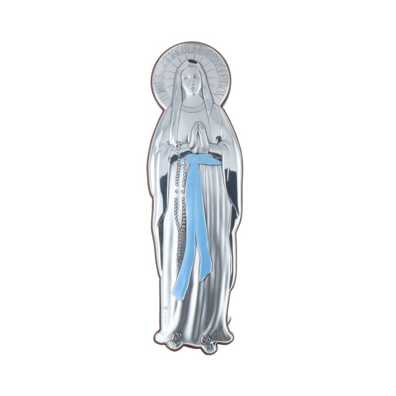 Immaculate Conception silvery colour religious frame 12x39cm