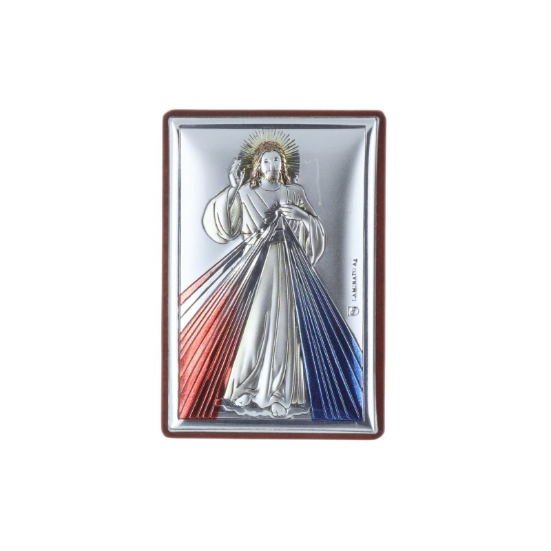 Quadretto religioso Gesù Misericordioso argentato 4 x 6 cm