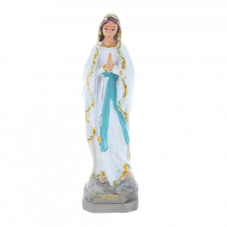 Our Lady of Lourdes sequined resin statue 10 cm