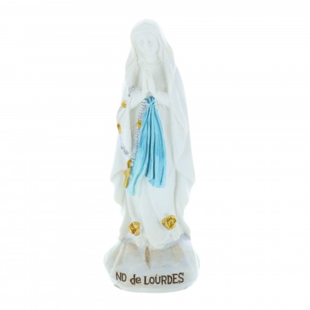 Statue Vierge Marie en résine colorée sur rocher 7,5 cm