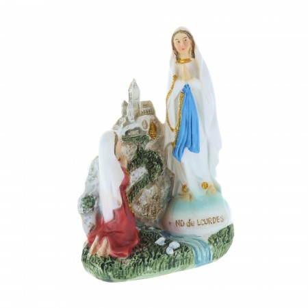 Statua Apparizione di Lourdes in resina colorata 9 cm