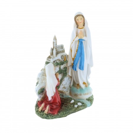 Statua Apparizione di Lourdes in resina colorata 14 cm
