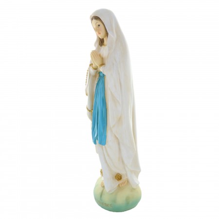 Our Lady of Lourdes colour resin statue on rock 50 cm