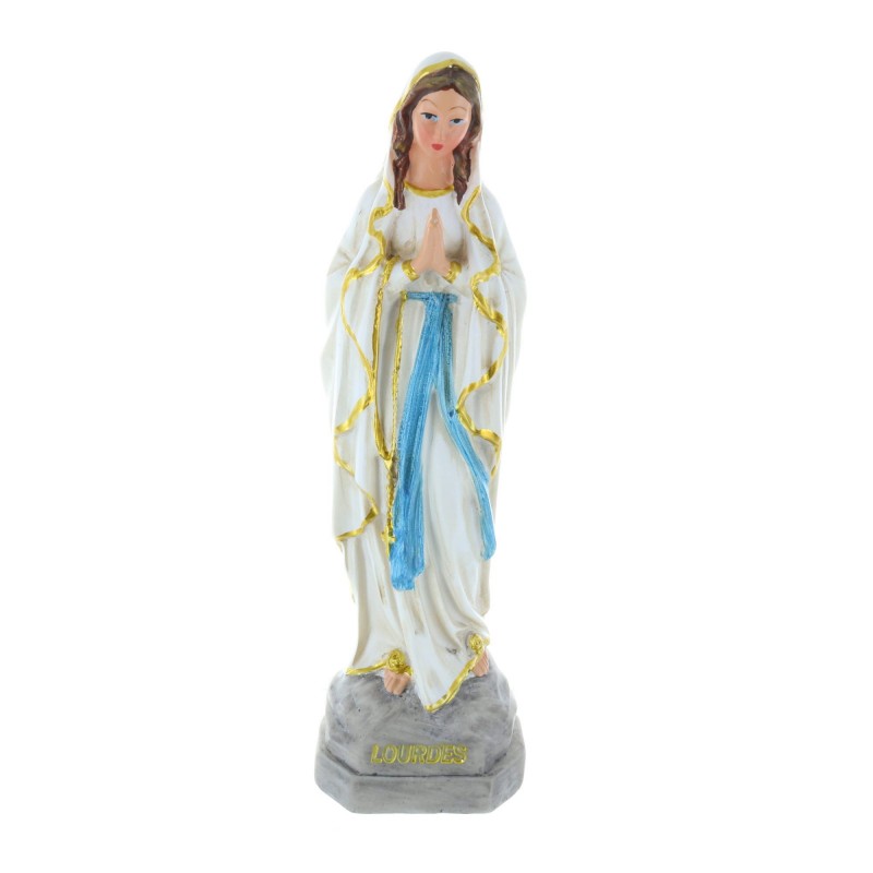 Our Lady of Lourdes colour resin statue antique style 20 cm
