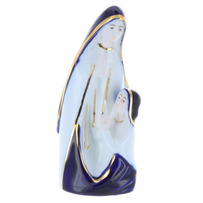 Statua Apparizione di Lourdes in porcellana colorata 12 cm