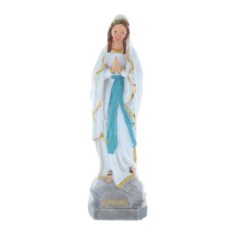 Our Lady of Lourdes sequined resin statue 15 cm