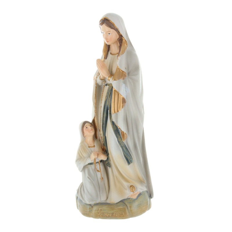 Lourdes Apparition resin statue, antique style 20 cm