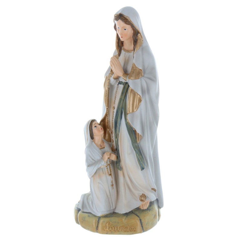 Lourdes Apparition resin statue, antique style 25 cm