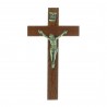 Dark wood and silvery Christ crucifix 10.5 cm