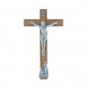 Crocifisso legno Cristo e Apparizione di Lourdes argentati 16,5 cm