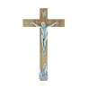 Crocifisso legno Cristo e Apparizione di Lourdes argentati 21 cm