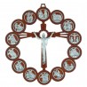 Crucifix bois Christ et chemin de croix argenté 21,5 cm