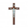 Crucifix bois et Christ argenté 16 cm