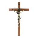 Wooden crucifix bronze colour Christ with halo 43 cm