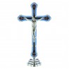 Colour and silver metal crucifix and metal Christ 20 cm