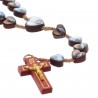 Cord rosary heart-shaped wood beads and Lourdes Apparition and Saint Bernadette picture