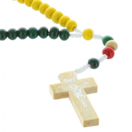 Cord rosary and colour wood beads