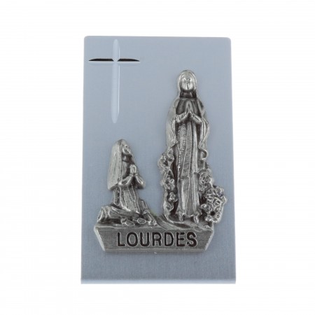 Quadretto Apparizione di Lourdes metallo 4 x 6,5 cm