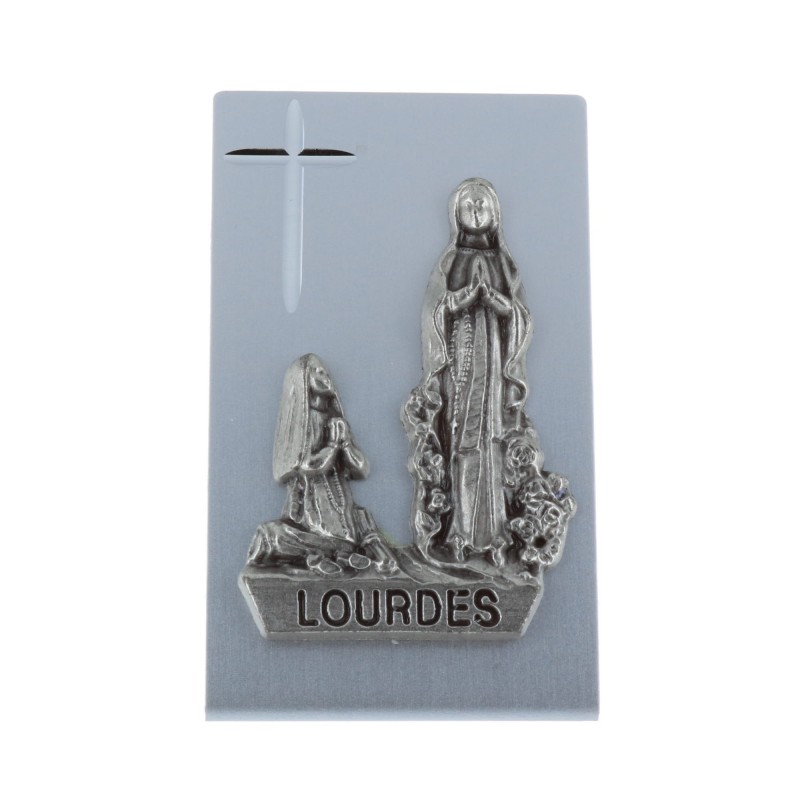 Cadre Apparition de Lourdes métal 4 x 6,5 cm