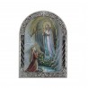 Cadre religieux Apparition de Lourdes argentée colorée 6,5 x 9 cm