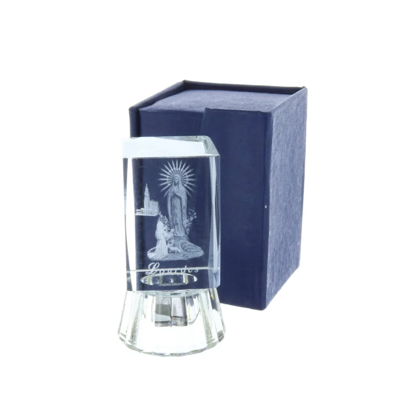 Lourdes Apparition 3D laser etched glass 6.5 cm