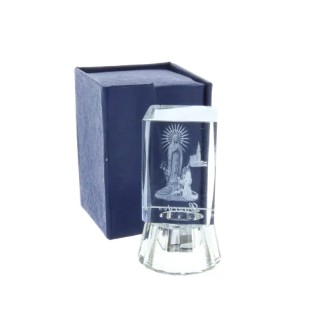 Lourdes Apparition 3D laser etched glass 6.5 cm