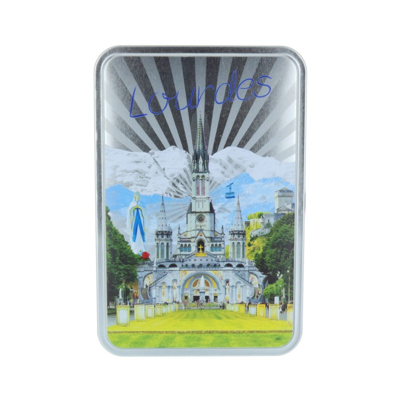 Lourdes Gourmet metal box, Basilica view with biscuits 250 g