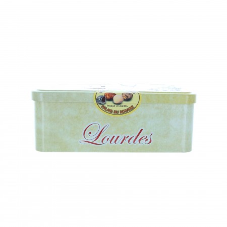 Bonbons Cailloux du Gave aux fruits 250 g et boîte métal de Lourdes.