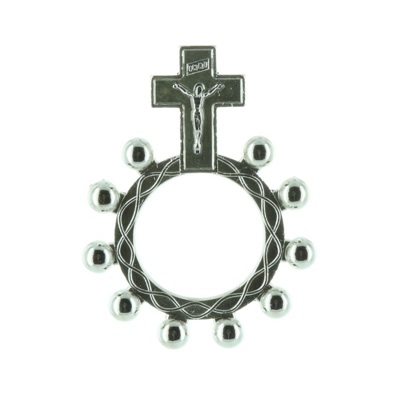 Nickel metal rosary ring twisted beads