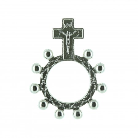 Nickel metal rosary ring twisted beads