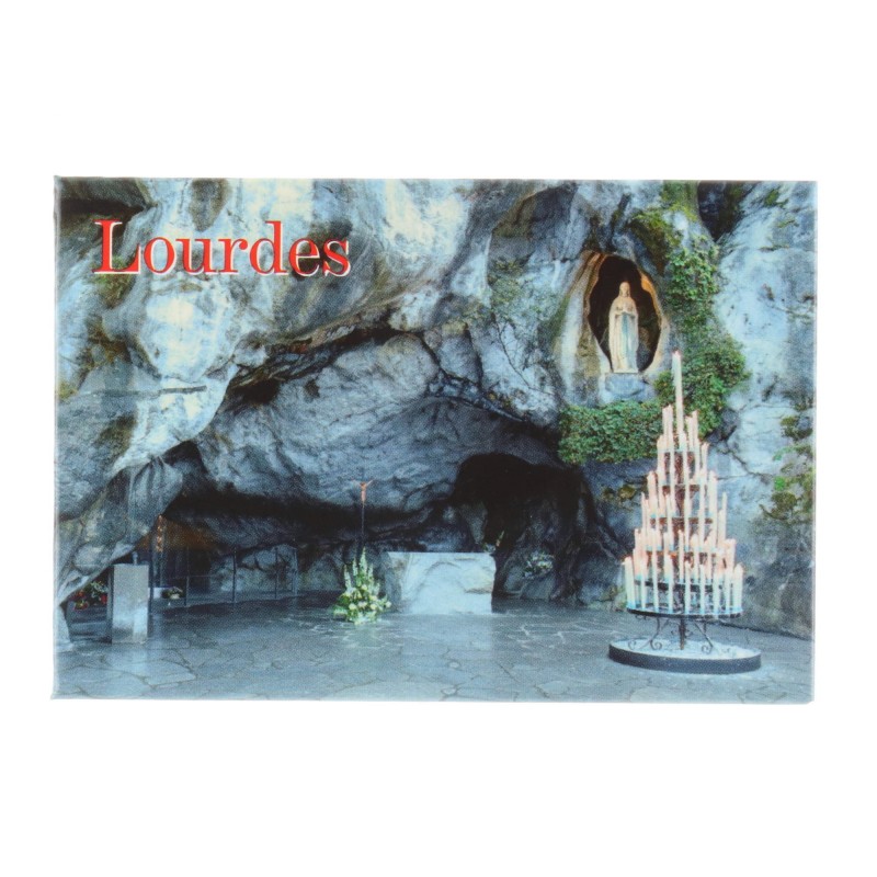 Vertical rectangular magnet and Grotto of Lourdes