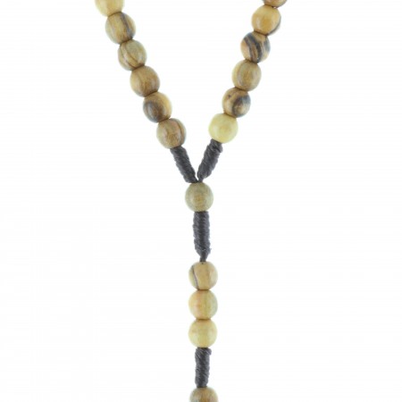 Chapelet corde grains bois d'olivier de Bethléem
