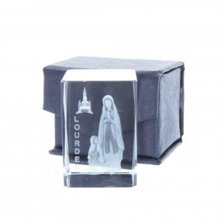 Verre gravé laser 3D Apparition et Basilique de Lourdes 4,5 cm