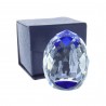 Cubo di vetro inciso laser 3D riflessi azzurri e Apparizione di Lourdes 6 cm
