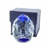 Cubo di vetro inciso laser 3D riflessi azzurri e Apparizione di Lourdes 6 cm