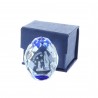 3D laser etched glass blue reflections and Lourdes Apparition 4 cm