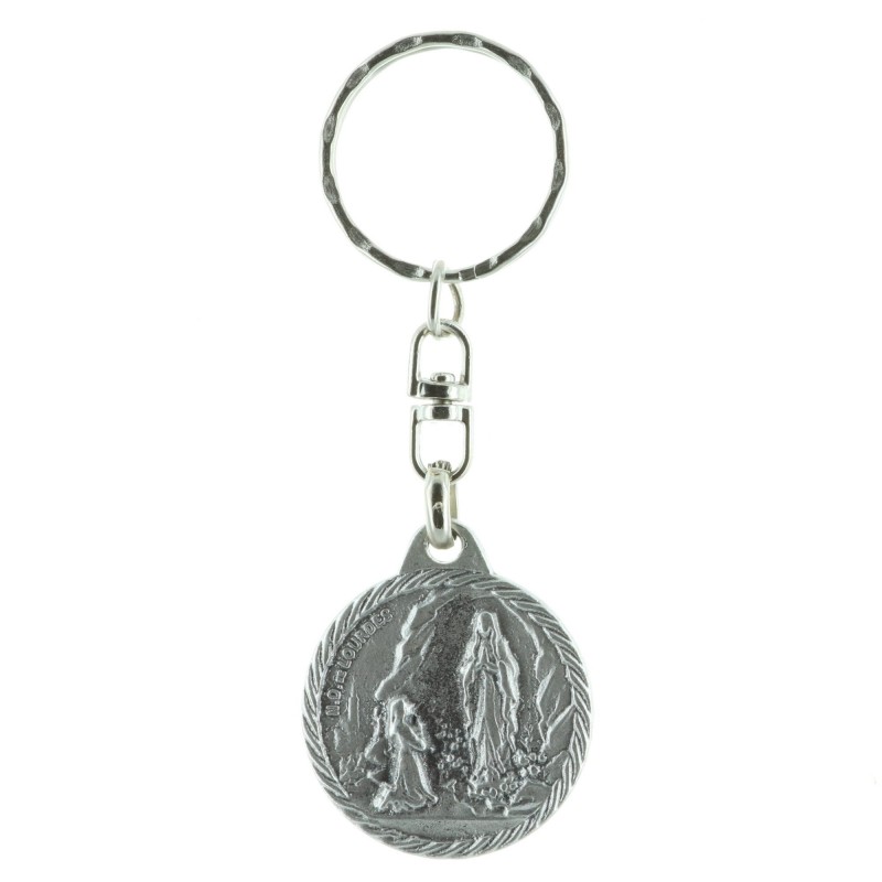 Lourdes Apparition and Saint Christopher key-ring