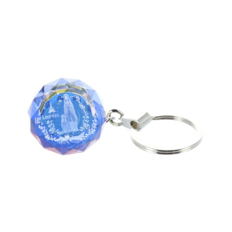 Key-ring sphere with reflections and etched Lourdes Apparition