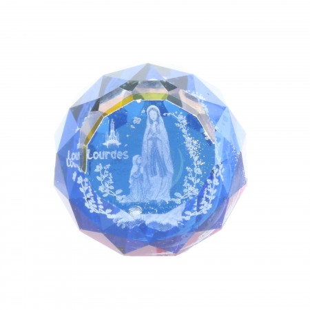 Key-ring sphere with reflections and etched Lourdes Apparition