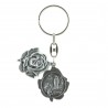 Rose-shaped key-ring, Lourdes Apparition and Saint-Bernadette