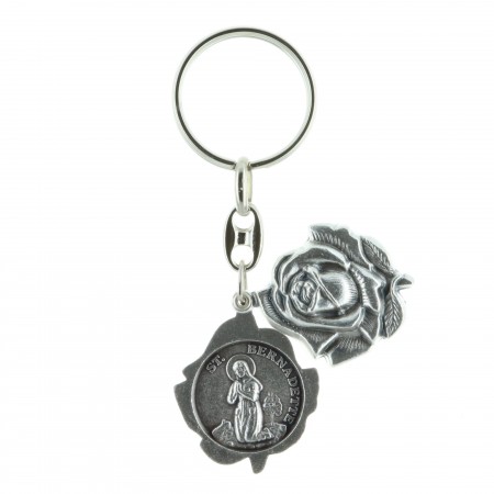 Porte-clés en forme de rose, Apparition de Lourdes et Sainte Bernadette