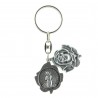 Rose-shaped key-ring, Lourdes Apparition and Saint-Bernadette